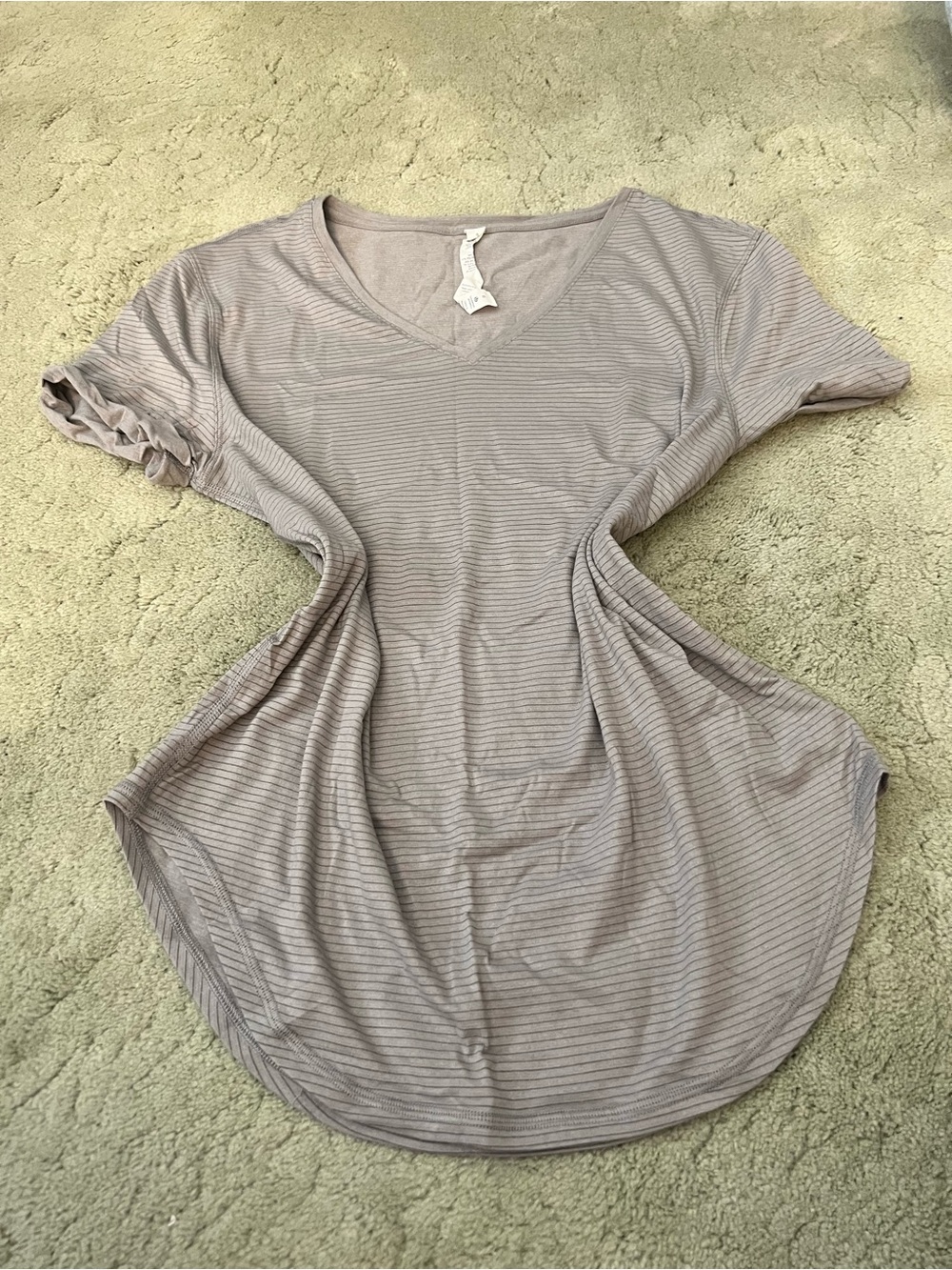 Lululemon Athletica Gray Striped V-Neck Tunic